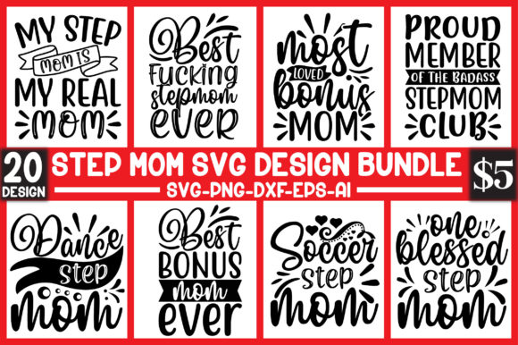 Step Mom Svg Design Bundle for Crafts and Graphics